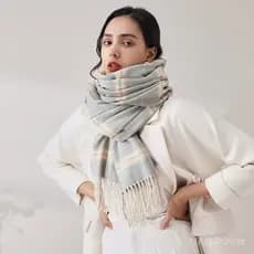 Novo cachecol xadrez, cachecol de imitação de caxemira para mulheres, xale de estilo doce coreano e japonês, cachecol qu