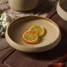 Pratos de cerâmica rústicos de estilo japonês, tigelas de arroz vintage com efeito envelhecido e manchas, pratos rasos d