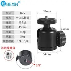 Gimbal de metal Beixin para câmera SLR, tripé universal rotativo para fotografia com cabeça esférica e luz de preenchime