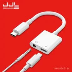 Adaptador de áudio digital DAC embutido com conexão Type-C para áudio de 3,5 mm e carregamento rápido PD de 3A dois em u