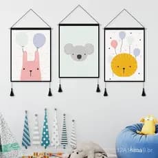 Pintura decorativa de animais de desenho animado para quarto infantil, pintura decorativa para sala de estar, tecido dec