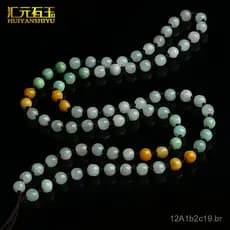 Cordão de Jade Birmanês de Grau A com Pérolas de 5mm, Cordão de Jade com Pérolas Redondas Tricoloridas, Cordão de Jade A