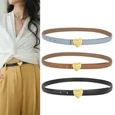 Cinto de couro com fivela em formato de coração para mulheres, estilo versátil de verão, cinto de cintura decorativo per