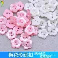 Botões de resina com pérolas Pengpeng, formato de flor de ameixa com dois furos, botões para camisetas e blusas feminina