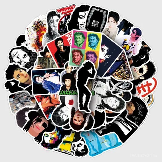 51 adesivos de graffiti do Michael Jackson para malas, maletas, carros, tablets e geladeiras.