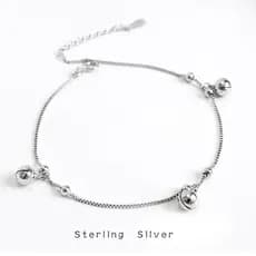 Tornozeleira de prata esterlina s925 com pingente de sino, estilo coreano CHIC, simples e única, acessório elegante para