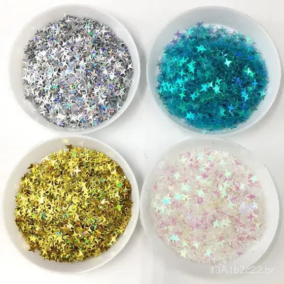 Lantejoulas em formato de estrela de quatro pontas de 4mm, pó de glitter epóxi, enchimento para slime, pó de glitter par