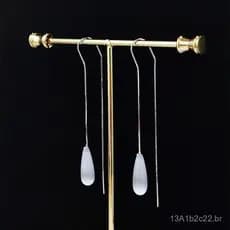 Brincos longos super delicados com design de gota d'água, fio anti-perda em prata esterlina S925, brincos que afinam o r