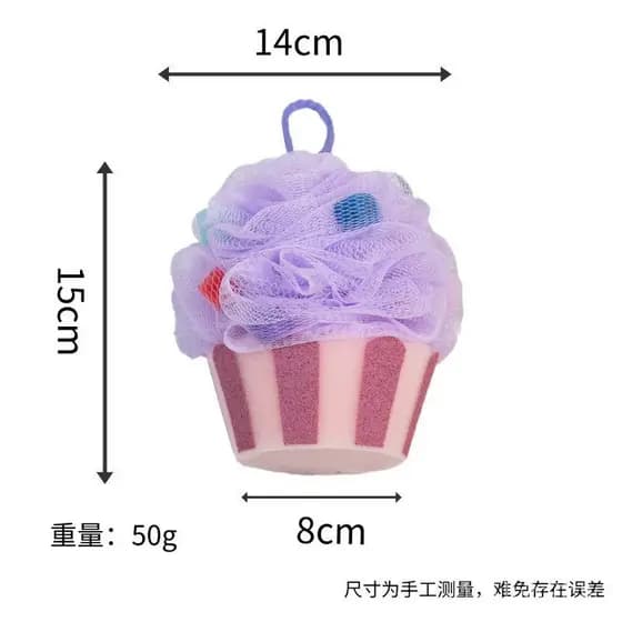 Bola de banho em formato de sorvete para meninas, fofa flor de banho em formato de bolo de esponja, acessório de banho i