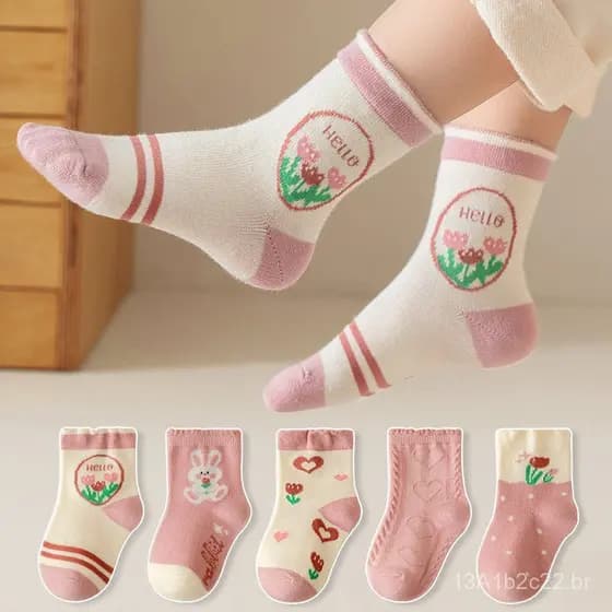 Novas meias infantis de outono e inverno, meias de algodão com desenhos animados fofos para meninos e meninas, meias par