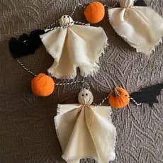 Halloween Fantasmas Guirlanda Pendurado Decoração Artesanal Rústico Banner De Para Parede Casa Interior Ao Ar Livre