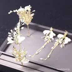 Strass Folha Bandana Ouro Flores Acessórios Para O Cabelo Brincos De Noiva Decoração Cosplay