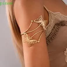 Pulseira Feminina De Braço PINOU , Vintage Elegante De Metal Com Punho Aberto , Joia Ajustável