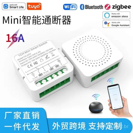 Interruptor Inteligente WIFI Tuya Zigbee 1/2/3/4 vias, Interruptor Embutido com Controle por Voz e Temporizador