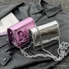 Bolsa Feminina Popular com Padrão de Crocodilo 2023, Nova, em Couro Patenteado, Elegante, com Corrente, Simples, Pequena