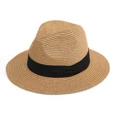 Chapéu de palha jazz de aba reta para férias de verão na praia, estilo coreano, unissex, versátil, dobrável em três part