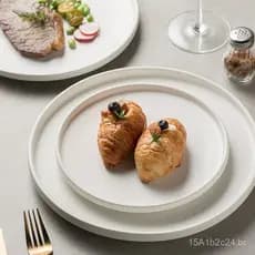 Prato de bife branco estilo japonês, prato plano para uso doméstico, prato de jantar estilo ocidental, prato de cerâmica