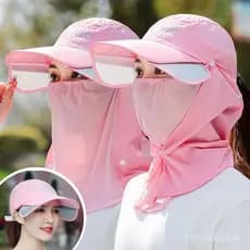 Chapéu de verão feminino para proteção solar ao ar livre, chapéu de ciclismo com cobertura facial, chapéu de sol versáti