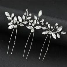 3 Peças Em Forma De U Grampos De Cabelo Brilhantes Strass Acessório Festa Para Noiva Dama De Honra Banquete De Casamento