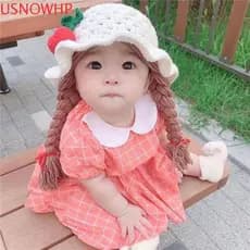 USNOWHP Peruca De Chapéu De Bebê , Malha Infantil Fofa Feita À Mão , Boné Macio De Inverno Outono Para Recém-Nascidos