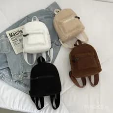 Mochila de pelúcia para mulheres, mochila mini fofa e elegante para estudantes, mochila de compras de novo estilo para o