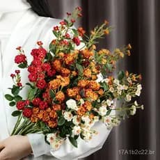 Buquê de rosas artificiais pequenas em estilo ins, flores artificiais para segurar na mão, decoração para sala de estar,