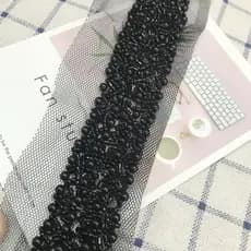 Renda de malha feita à mão com miçangas, acessórios para acabamento de saias e fantasias de dança, renda com pequenas mi