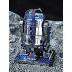Modelo de montagem DIY em aço inoxidável totalmente metálico, sem cola, montado manualmente, robô R2D2 colorido.