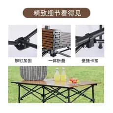 Conjunto de mesa e cadeiras dobráveis para exterior, mesa portátil de aço carbono enrolável para camping, mesa dobrável