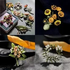 [B.Ling] Broche de flores coloridas moda planta flor broche acessórios de casamento para dama de honra