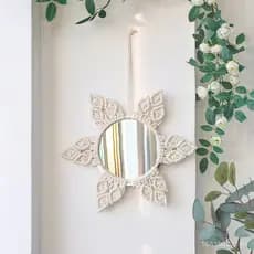 Espelho criativo com design floral, tapeçaria tecida à mão, decoração para casa de hóspedes, espelho decorativo estilo i