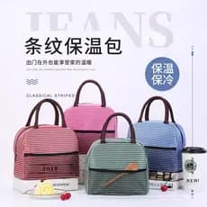 Bolsa térmica listrada, bolsa de almoço portátil, bolsa de almoço em tecido Oxford impermeável, bolsa de almoço, bolsa p