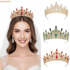 HUIJIANG Coroas De Cristal Barroco , Ornamento Brilhante De Luxo , Tiaras De Rainha Barroca , Coroa De Princesa Vintage