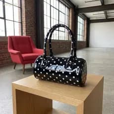 [WEI] Mini Bolsa Crossbody Em Formato De Barril Com Design De Bolinhas E Alça Superior Para Mulheres , Todos Os Dias , C