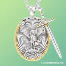 18K Colar de ouro Mitologia ocidental de São Miguel Anjo Crença Amuleto Colar de Jóias Arcanjo Proteja-me São Miguel Esc