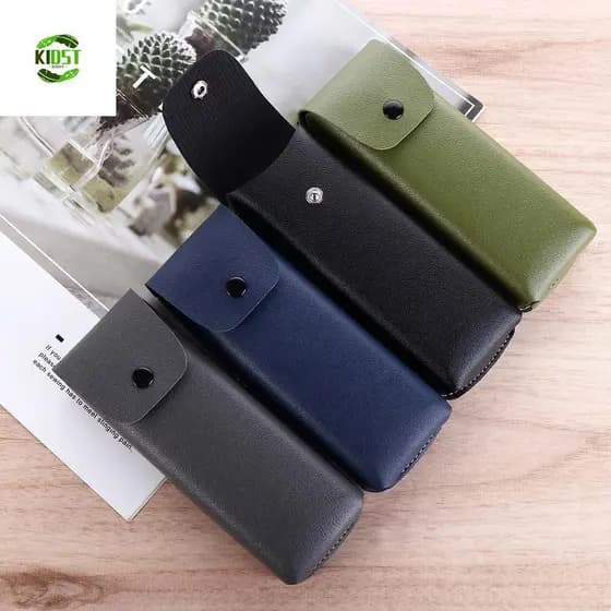 KIDST Cintura Óculos Caixa Retro Mulheres PU Couro Bolsa Simples Homens Espetáculos Caso