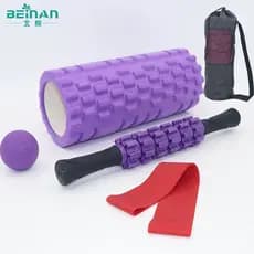 Rolo de massagem texturizado de 33cm, conjunto de bolas de fáscia, rolo de espuma para yoga, rolo de massagem para yoga,