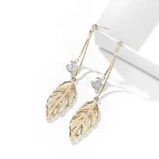 Brincos de prata 925 com elegantes pingentes em forma de folha, brincos modernos com um design simples e vazado, brincos