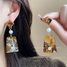 Mulheres geometria gradiente quadrado 925 prata agulha brincos| Niche Fashion Earplugs (em inglês)