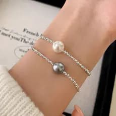 Pulseira simples de pérolas cinzas, feita de prata esterlina 925, adequada para mulheres, joia elegante, presente.