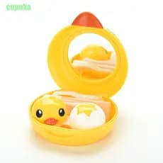 Cp Conjunto De Lentes De Contato / Estojo De Lente Com Pato Amarelo Fofo Para Viagem