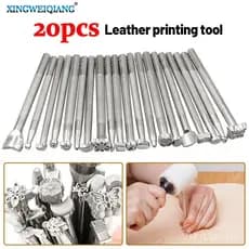Conjunto de 20 peças de ferramentas para estampagem de couro, kit de entalhe e estampagem em couro, kit para confecção d