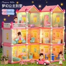 Castelo de princesa de brinquedo para meninas, casa de bonecas, mansão dos sonhos, presente de aniversário, conjunto de