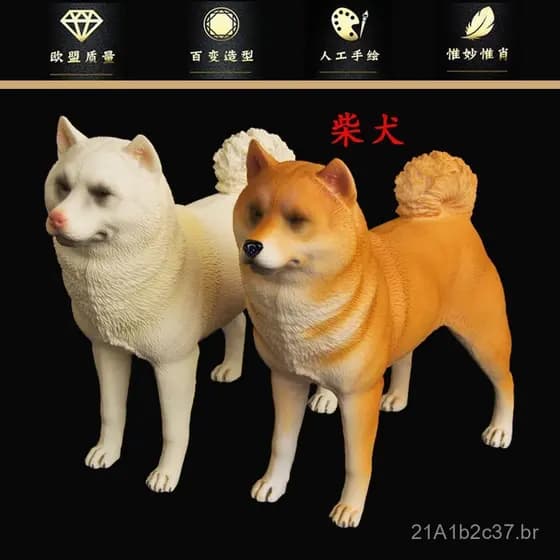 Modelo de animal selvagem realista e muito vendido: estatueta de cão de estimação Shiba Inu japonês, Akita Inu, brinqued