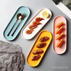 Bandeja oval minimalista nórdica, prato retangular, prato para petiscos estilo japonês, prato para sushi, prato resisten