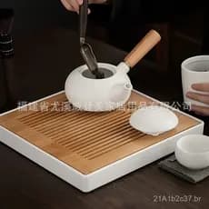 Fabricante direto de bandejas de chá de bambu, bandejas de chá domésticas de estilo japonês simples com sistema de drena