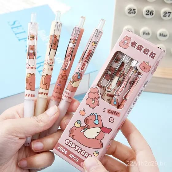 Caneta Capybara, caneta de gel preta com ponta ST, caneta de secagem rápida, alta estética, fofa e feminina, caneta pret