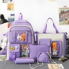 Conjunto de mochila de cinco peças, mochila escolar para alunos do ensino fundamental e médio, mochila escolar leve para