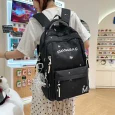 Nova mochila feminina em estilo japonês, com alto apelo estético, design de estrela delicada, leve, de grande capacidade