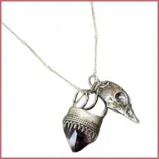 Raven Colar Ametista Pingente De Aço Inoxidável Crânio Medalhão Corrente Cura Cristal Jóias Acessórios cstui2br